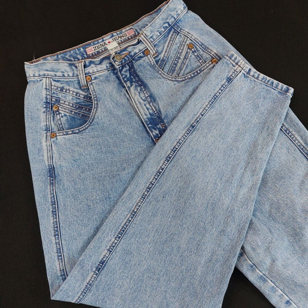 Vintage 1980s ZENA JEANS High Rise Tapered Women's 12 (Fit 30x31) Blue Baggy Fit